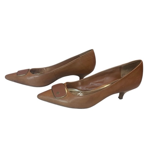 Lauren Ralph Lauren Kitten Heel Leather Pumps in Tan Women’s Sz 8.5 - Picture 4 of 8